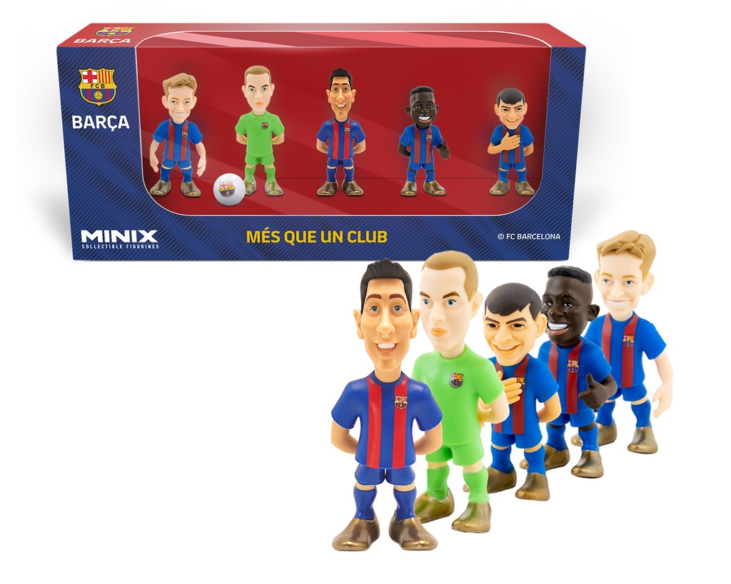 Minix - Football Stars -  PVC Figure 7 cm - 5 pack FC Barcelona - A (Lewandowski/ Ter Stegen / Pedri / Ansu Fati / De Jong)