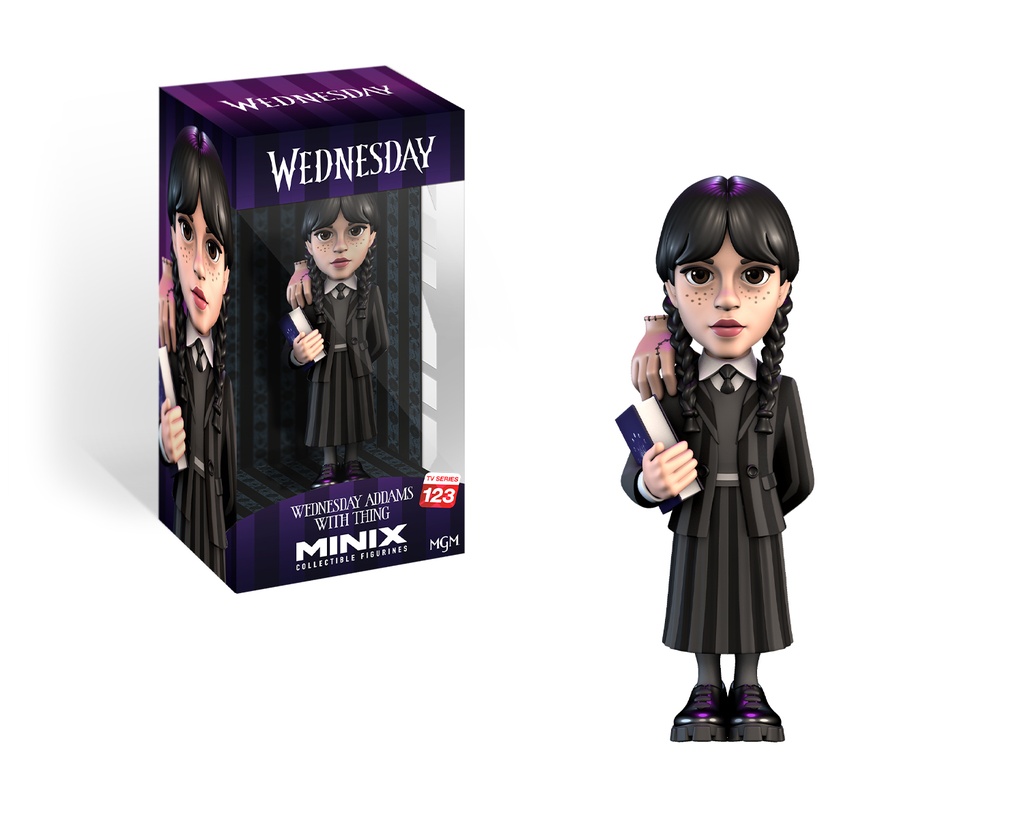 Minix - TV Series #123 - Wednesday - Mercredi Addams avec La Chose - Figurines PVC 12 cm (W3)