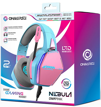 ONIVERSE - Auriculares Gaming Nebula - Diva Pink (Multiplataforma)