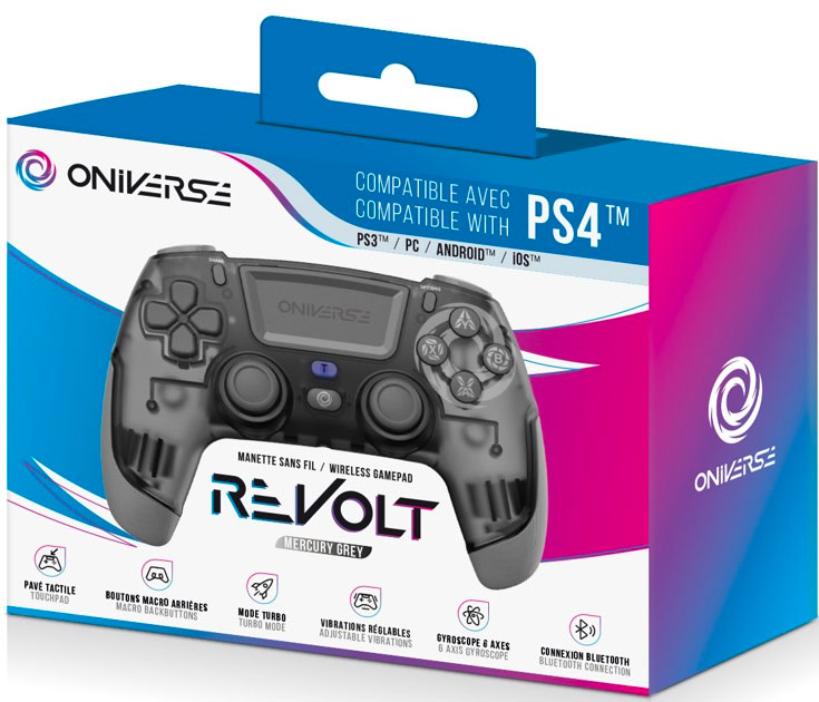 ONIVERSE - Manette Sans fil Revolt Bluetooth Mercure Grey (PS4 - PC - Mobile)