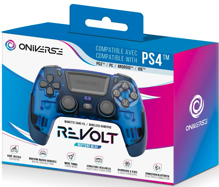 ONIVERSE - Manette Sans fil Revolt Bluetooth Neptune Blue (PS4 - PC - Mobile)