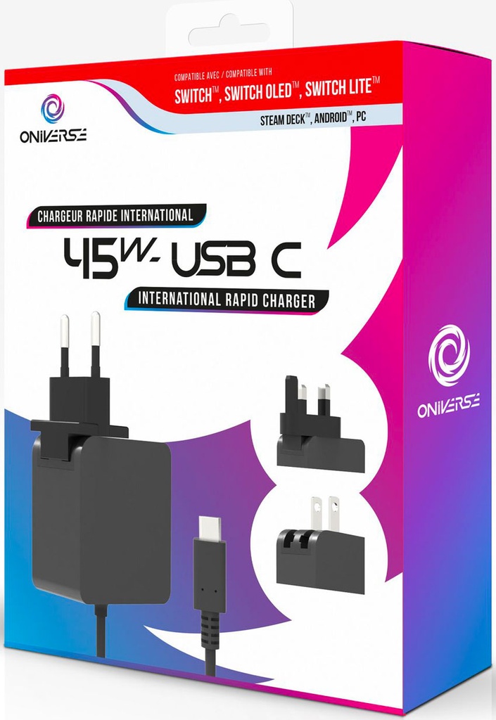 ONIVERSE - Cable adaptador AC 45W USB C - 1,5 metros - Negro 