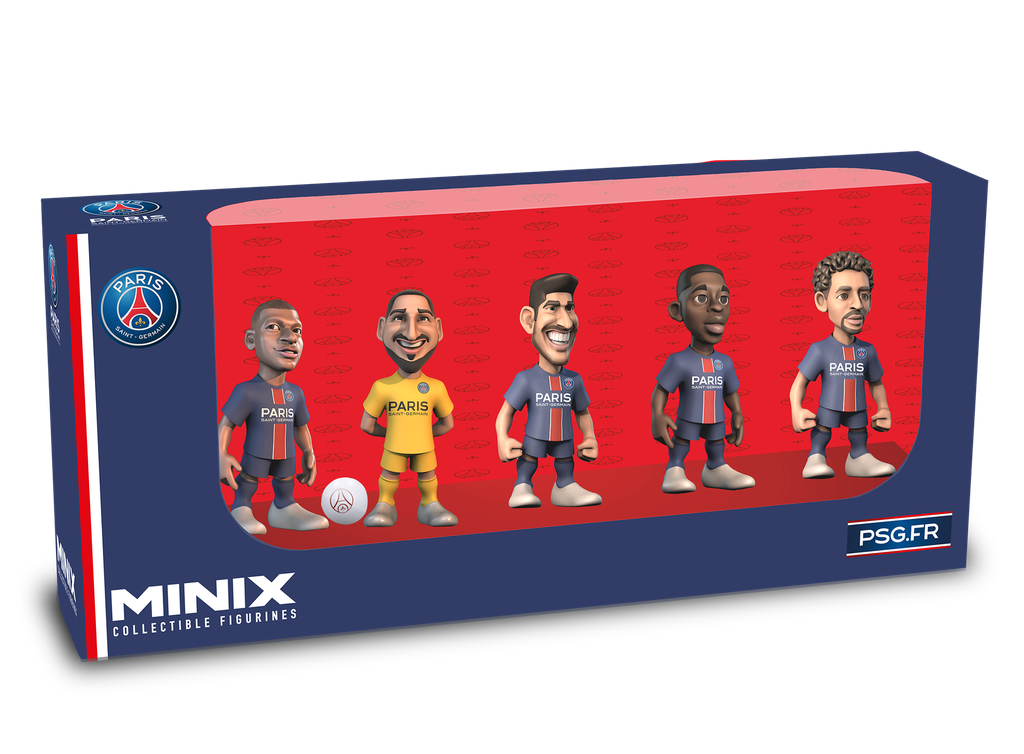 Minix - Football Stars - Figures PVC 7 cm - Pack de 5 PSG (Mbappe/Dembele/Asensio/Marquinhos/Donnarumma)